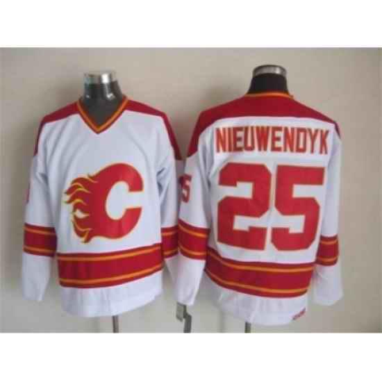 NHL Calgary Flames #25 Joe Nieuwendyk White CCM Throwback Jerseys
